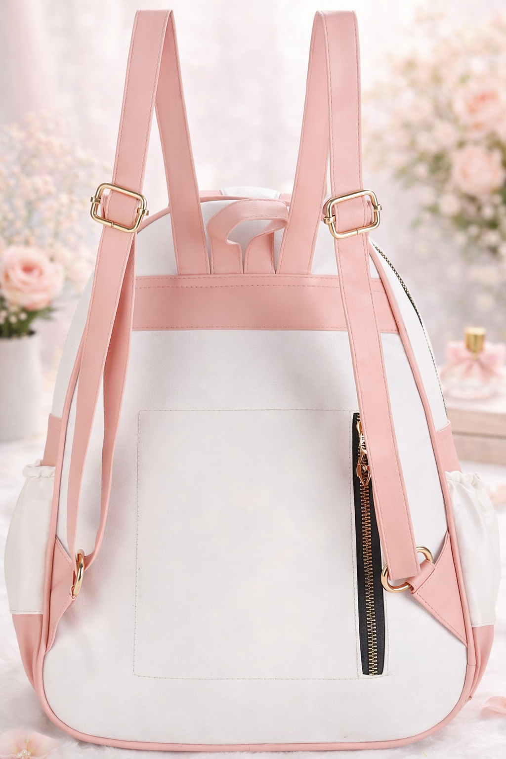 Zaaliqa Pink White Designer Backpack for Girls | Stylish & Trendy PU Leather Backpack - Image 3