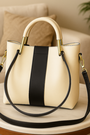 Elegant Two-Tone Women’s Tote Bag with Shoulder & Crossbody Strap | Premium Handbag for Work & Daily Use