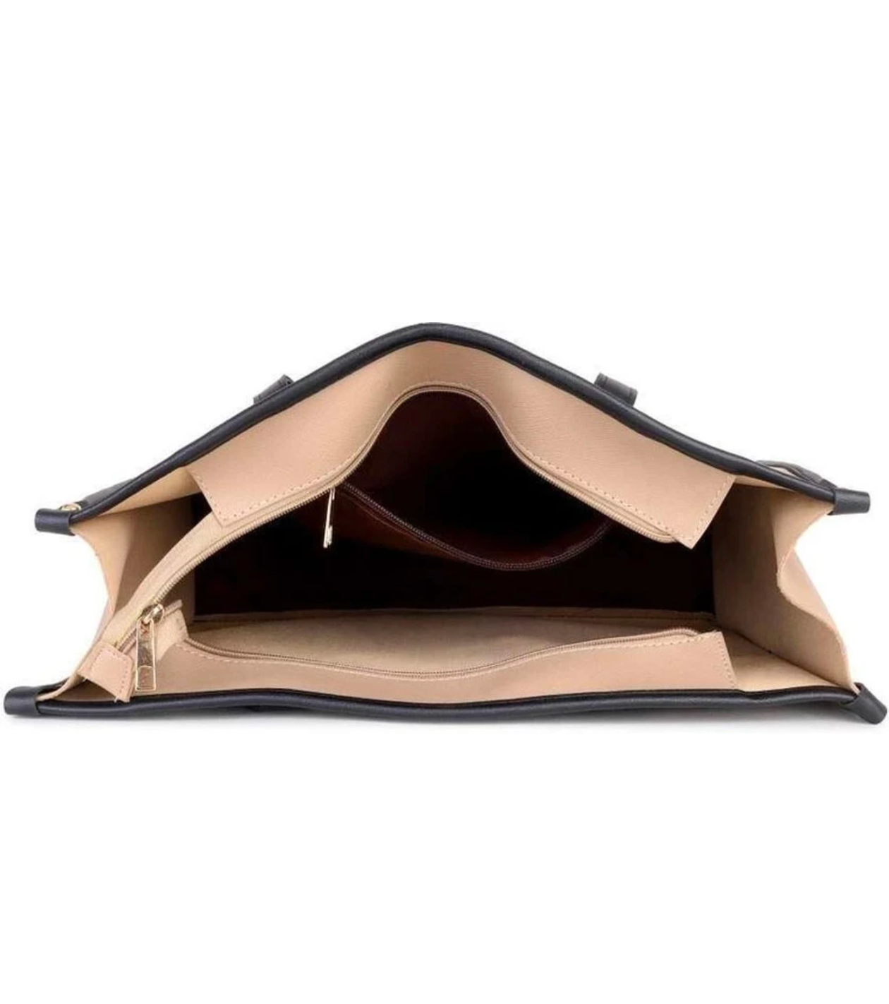 Beige Structured Tote Bag with Black Trim | Minimalist Shoulder Handbag for Work, Office & Everyday Use - Image 4