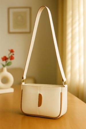 Elegant Cream Shoulder Bag for Women | Minimalist Crossbody Handbag | Lightweight Stylish Fashion Purse